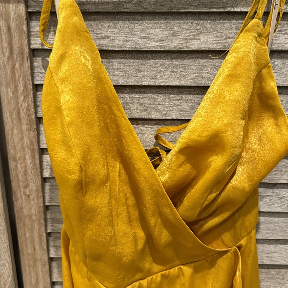 Lulu's Yellow High-Low Ruffle Wrap Maxi Dress - Picture 8 of 12